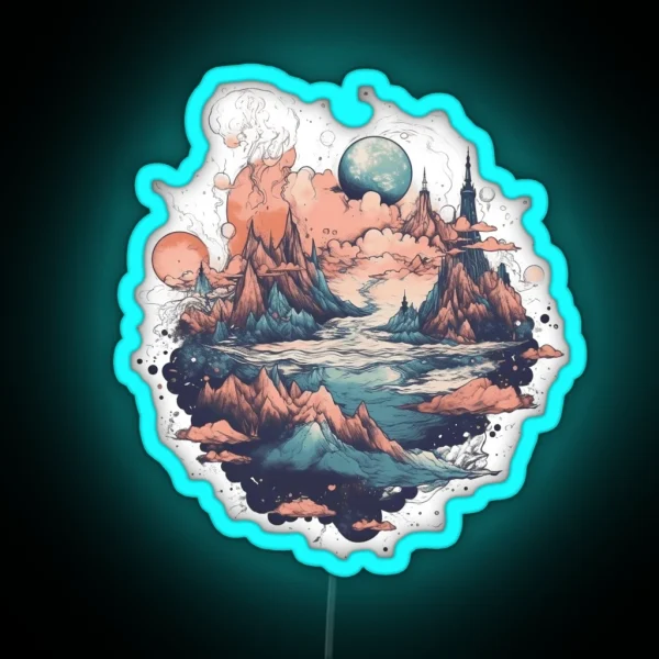 Mountain Landscape RGB Neon Sign