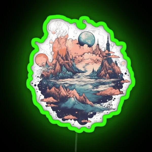 Mountain Landscape RGB Neon Sign