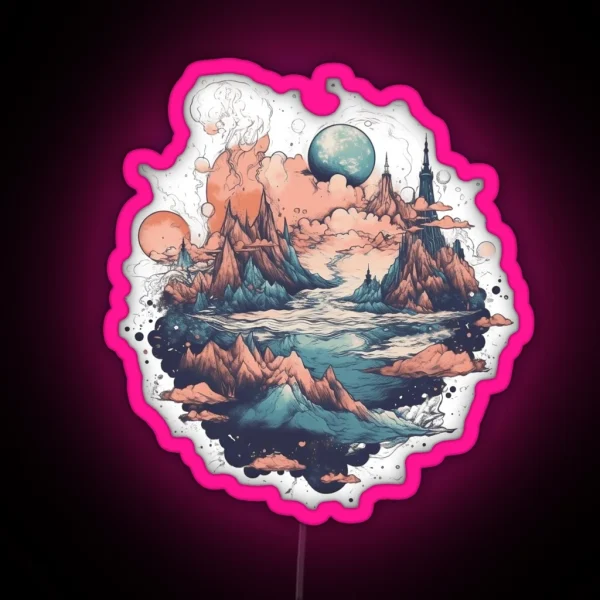 Mountain Landscape RGB Neon Sign