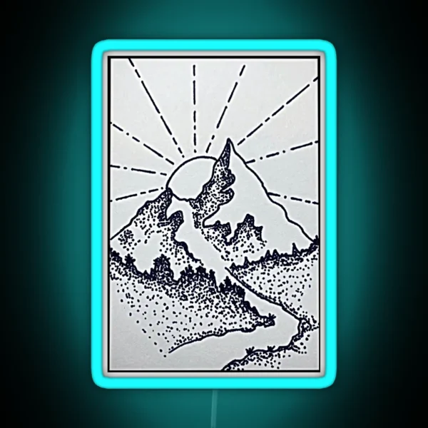 Mountain Landscape Sunrise Scene RGB Neon Sign