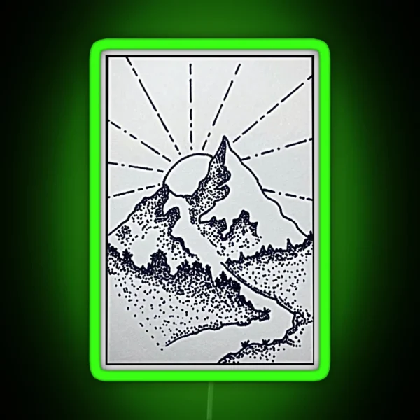 Mountain Landscape Sunrise Scene RGB Neon Sign
