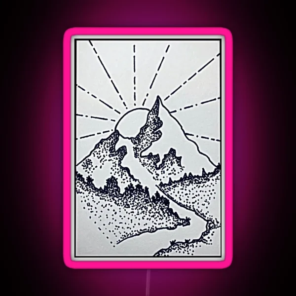 Mountain Landscape Sunrise Scene RGB Neon Sign