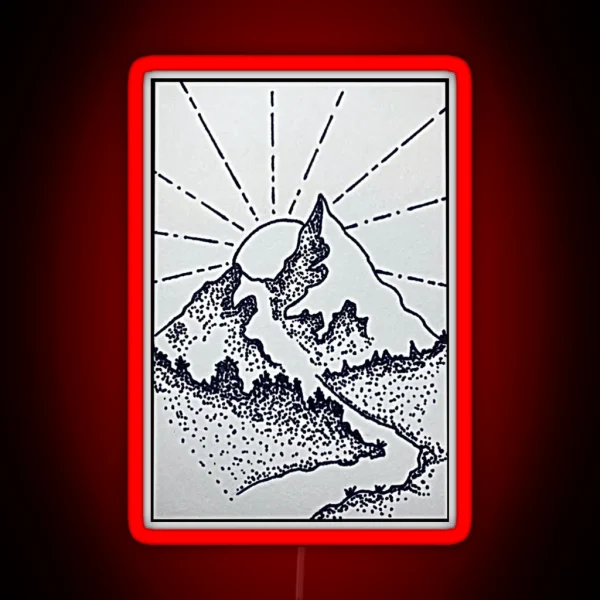 Mountain Landscape Sunrise Scene RGB Neon Sign