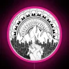 mountain mandala scene with rgb neon sign pink