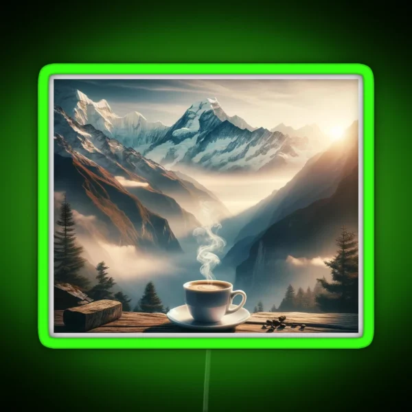Mountain Morning Brew Coffee Lovers RGB Neon Sign
