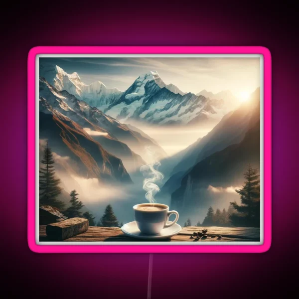 Mountain Morning Brew Coffee Lovers RGB Neon Sign