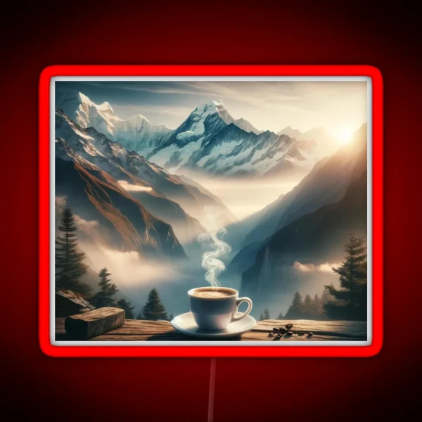 Mountain Morning Brew Coffee Lovers RGB Neon Sign