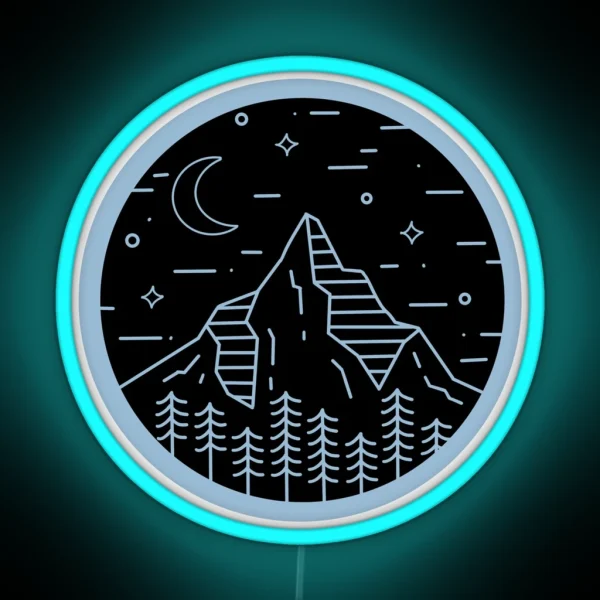 Mountain Scene Dual Tone RGB Neon Sign
