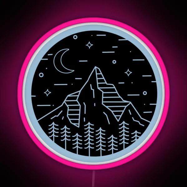 Mountain Scene Dual Tone RGB Neon Sign