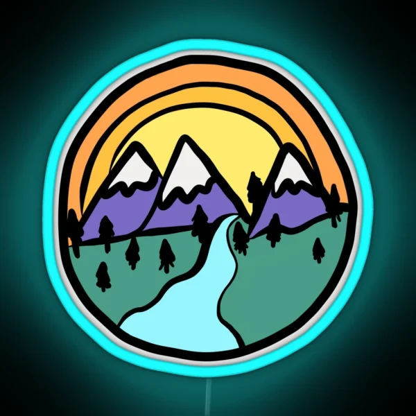 Mountain Scene RGB Neon Sign