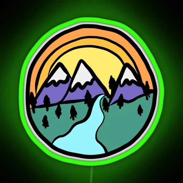 Mountain Scene RGB Neon Sign