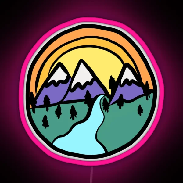 Mountain Scene RGB Neon Sign