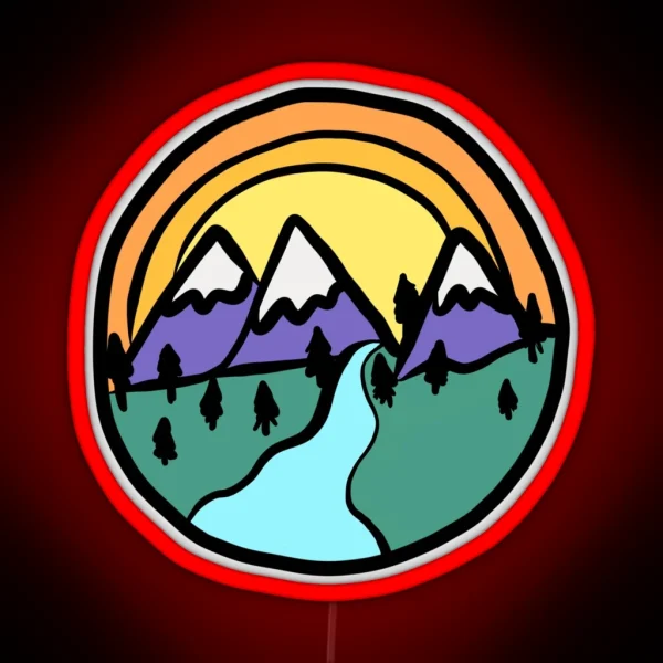 Mountain Scene RGB Neon Sign