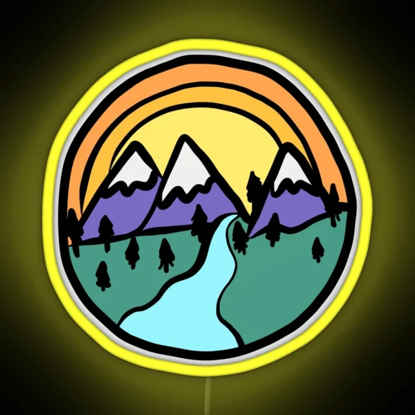 Mountain Scene RGB Neon Sign