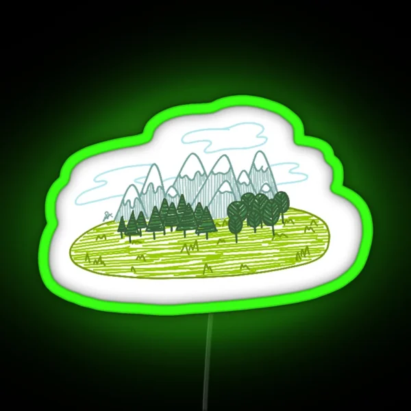 Mountain Scene RGB Neon Sign