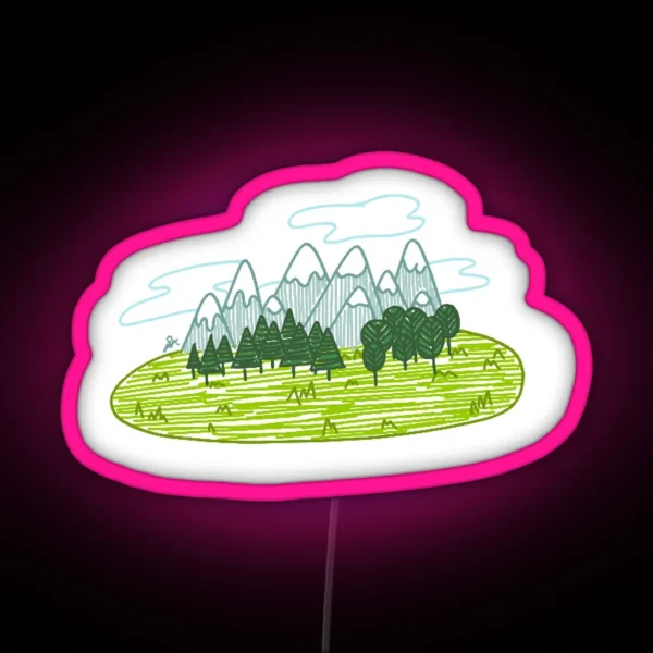 Mountain Scene RGB Neon Sign