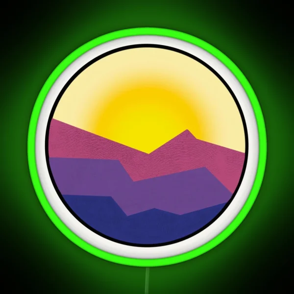 Mountain Sunset Bright RGB Neon Sign