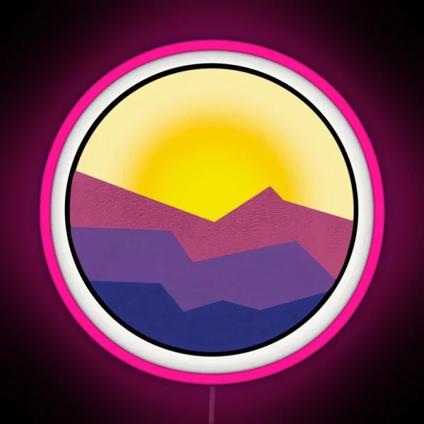 Mountain Sunset Bright RGB Neon Sign
