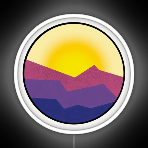 Mountain Sunset Bright RGB Neon Sign