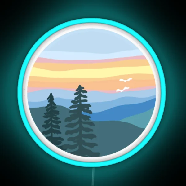 Mountain Sunset RGB Neon Sign