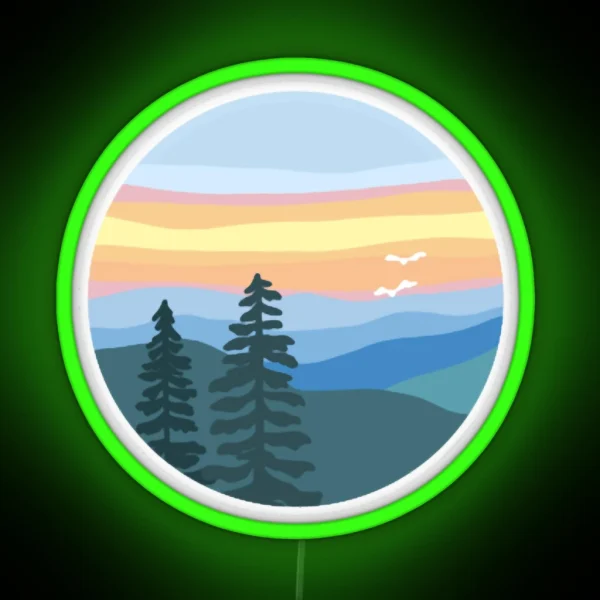 Mountain Sunset RGB Neon Sign