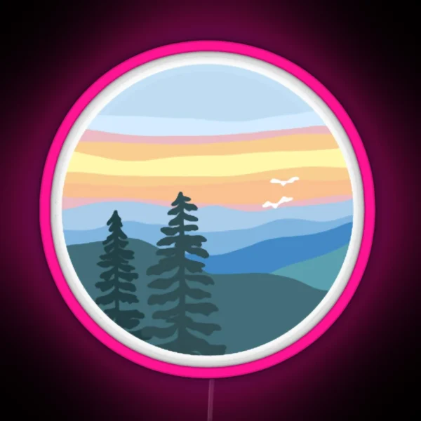 Mountain Sunset RGB Neon Sign