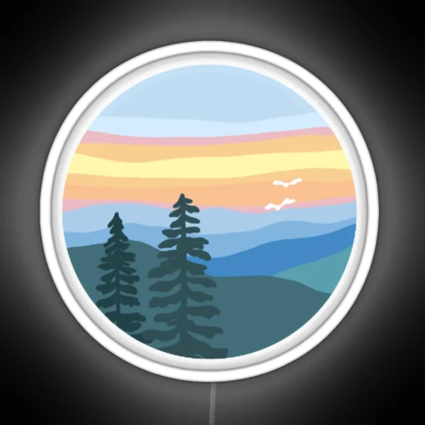 Mountain Sunset RGB Neon Sign