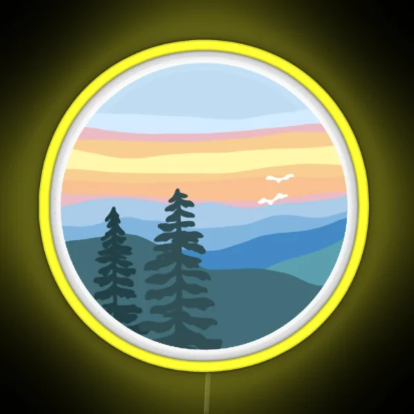 Mountain Sunset RGB Neon Sign