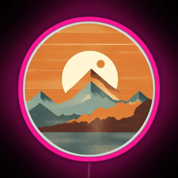 Mountain Sunset RGB Neon Sign