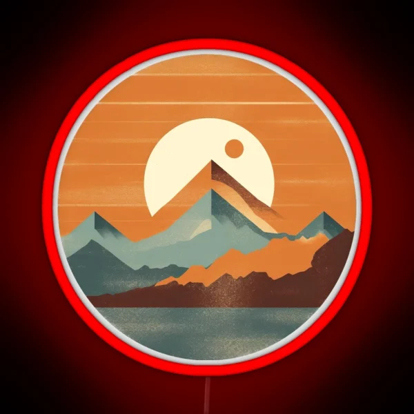 Mountain Sunset RGB Neon Sign