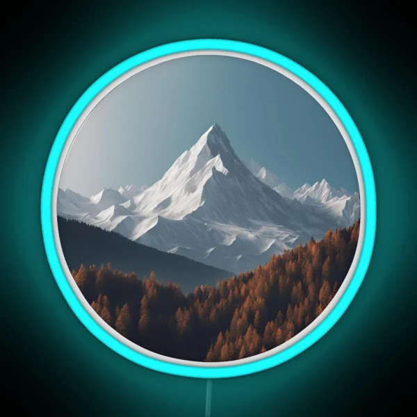 Mountain View Snowy Winter Peaks RGB Neon Sign