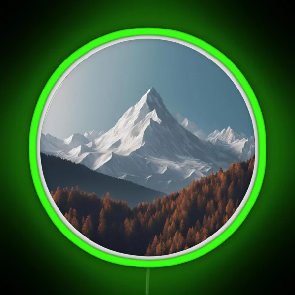 Mountain View Snowy Winter Peaks RGB Neon Sign
