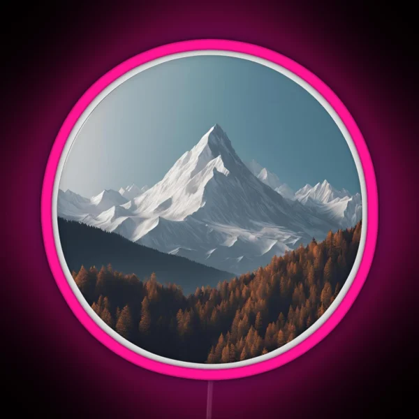Mountain View Snowy Winter Peaks RGB Neon Sign