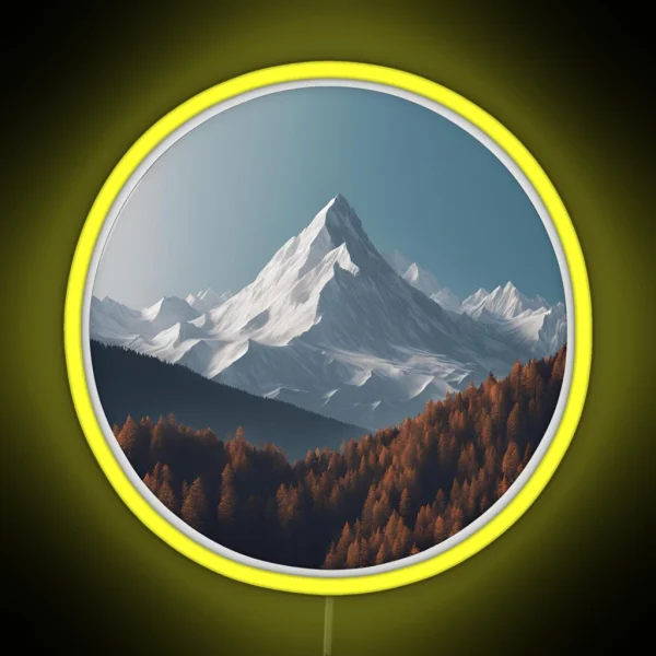 Mountain View Snowy Winter Peaks RGB Neon Sign