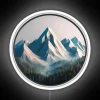 mountain winter view snow-capped peaks neon rgb sign