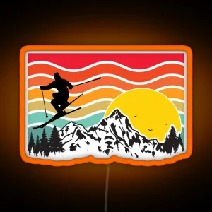 Mountain Waves Ski Mountaineer RGB Neon Sign