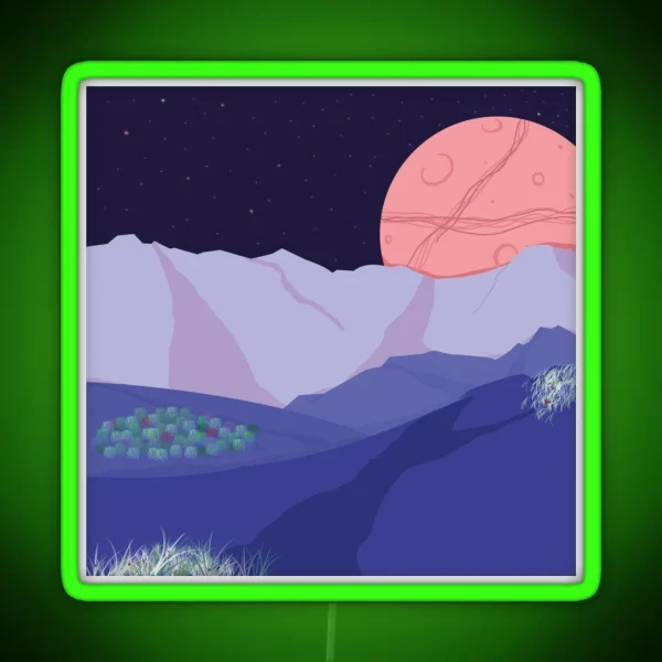 Mountainous Landscape RGB Neon Sign