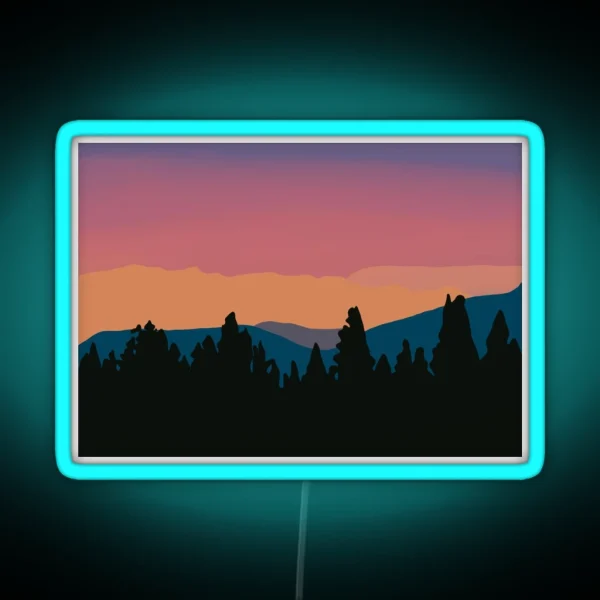 Mountains At Sunset RGB Neon Sign