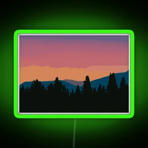 Mountains At Sunset RGB Neon Sign