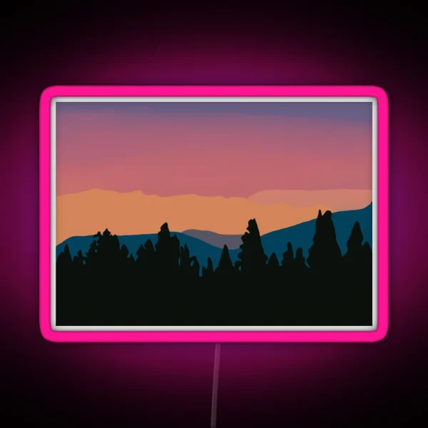 Mountains At Sunset RGB Neon Sign