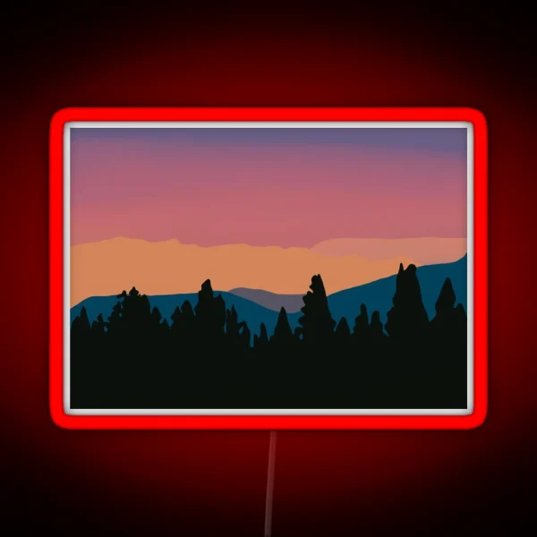 Mountains At Sunset RGB Neon Sign