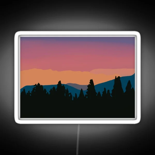 Mountains At Sunset RGB Neon Sign