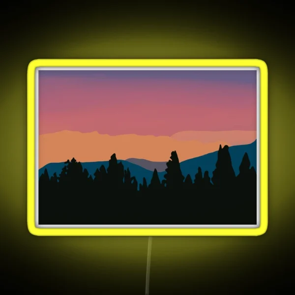 Mountains At Sunset RGB Neon Sign