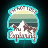 Exploring neon blue mountains with an RGB sign