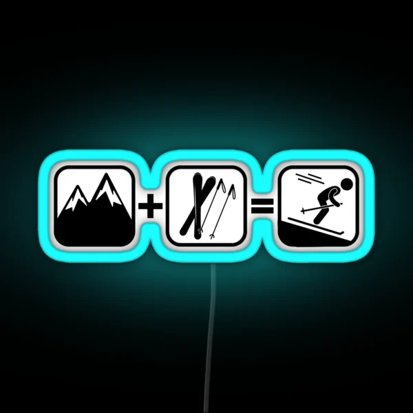 MOUNTAINS SKIS EQUALS SKIING RGB Neon Sign