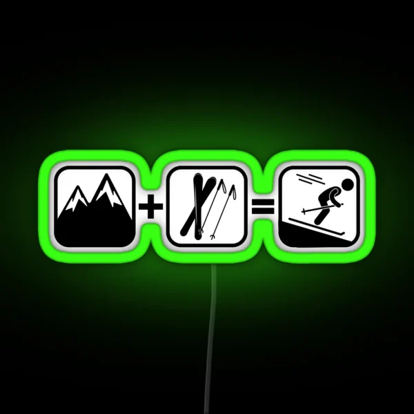 MOUNTAINS SKIS EQUALS SKIING RGB Neon Sign