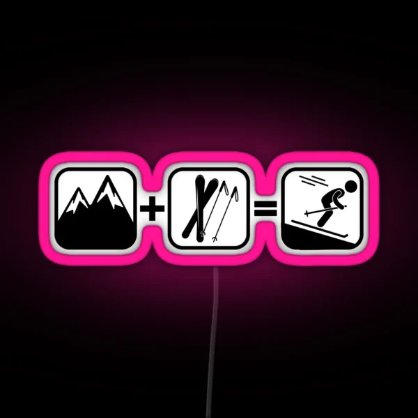 MOUNTAINS SKIS EQUALS SKIING RGB Neon Sign