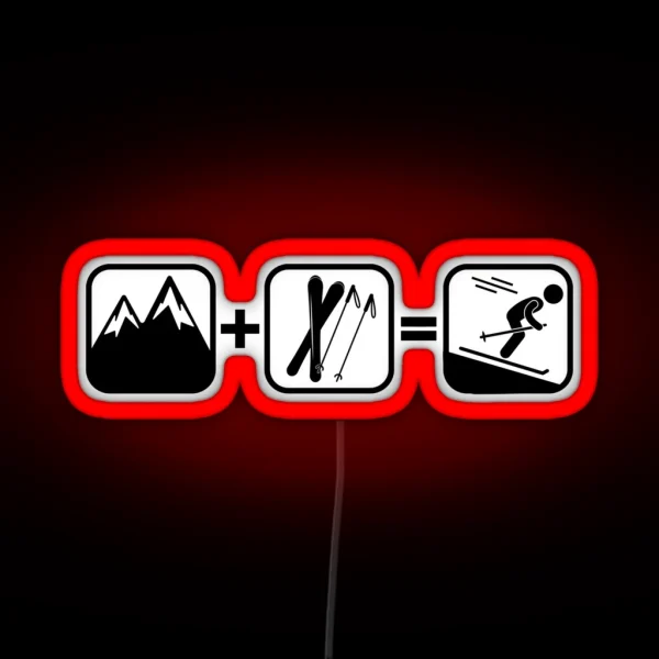 MOUNTAINS SKIS EQUALS SKIING RGB Neon Sign