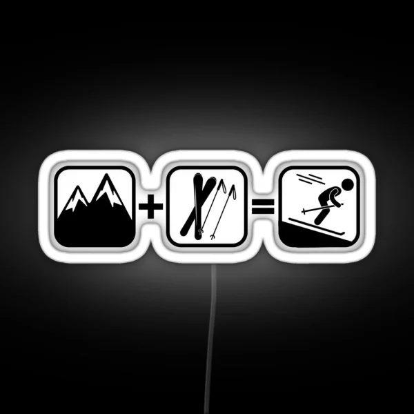 MOUNTAINS SKIS EQUALS SKIING RGB Neon Sign