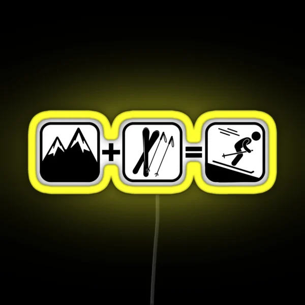 MOUNTAINS SKIS EQUALS SKIING RGB Neon Sign